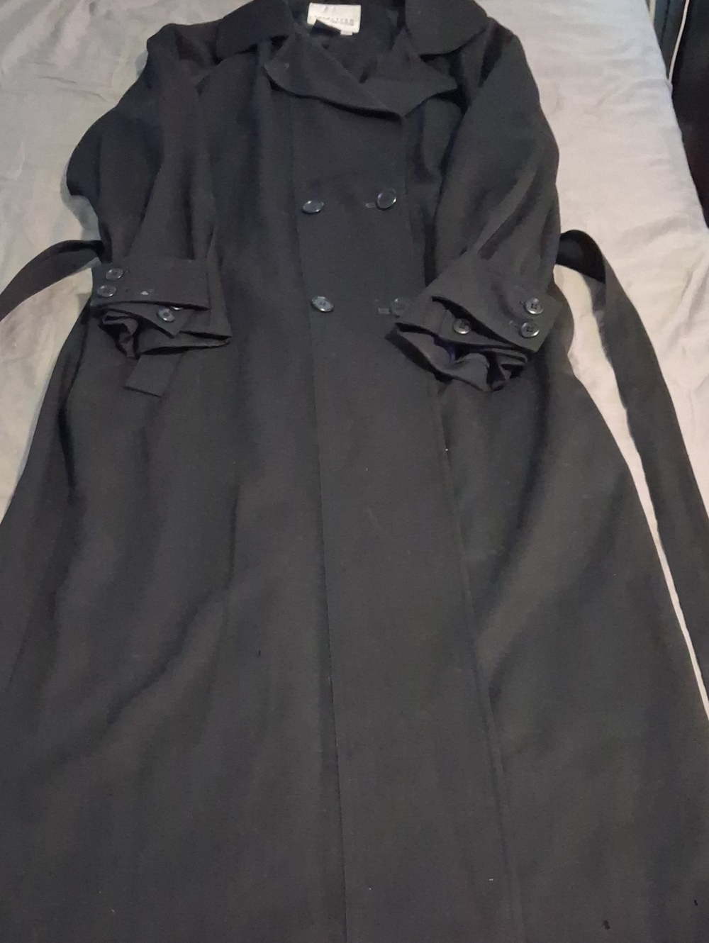 Nordstrom Black Double-Breasted Trench Coat with Belt